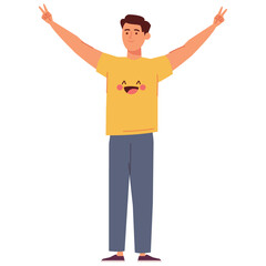 cheerful man character standing