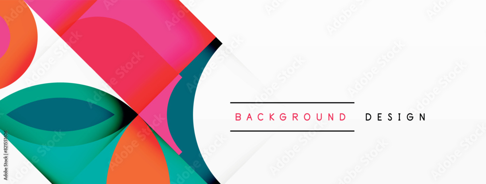 Poster a vibrant backdrop with geometric shapes and background design. it includes sleeves, triangles, font