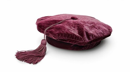 Maroon graduation cap with tassel, isolated on white background Perfect for educational and academic themes Highresolution image with detailed and clear features
