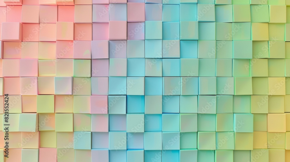 Poster this image showcases a seamless pattern of multicolored square tiles with a play of light and shadow