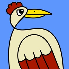 cute cartoon bird with red beak