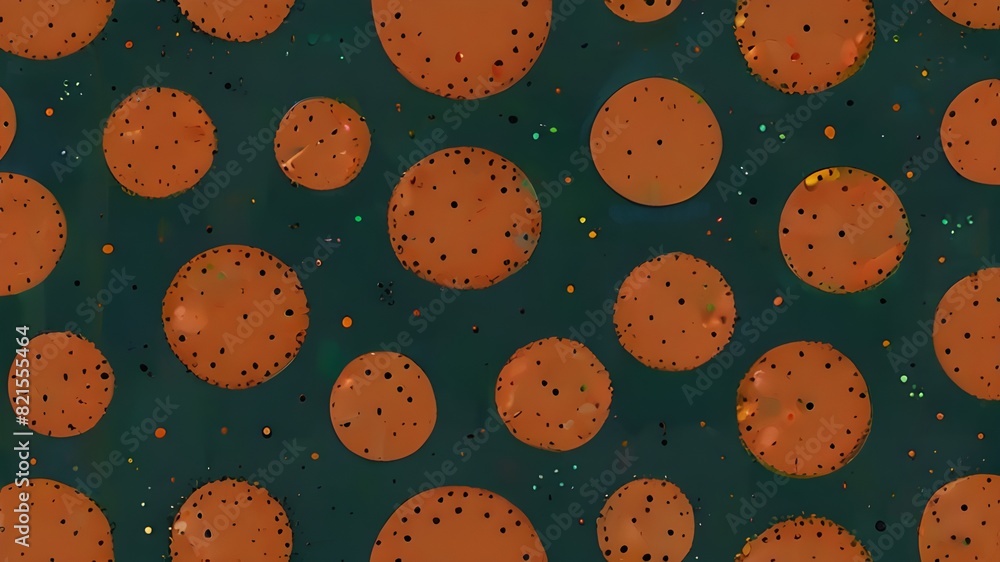 Aufkleber cute modern vector seamless pattern in polka dot stile. chaotic terracotta dots on a green backgroun