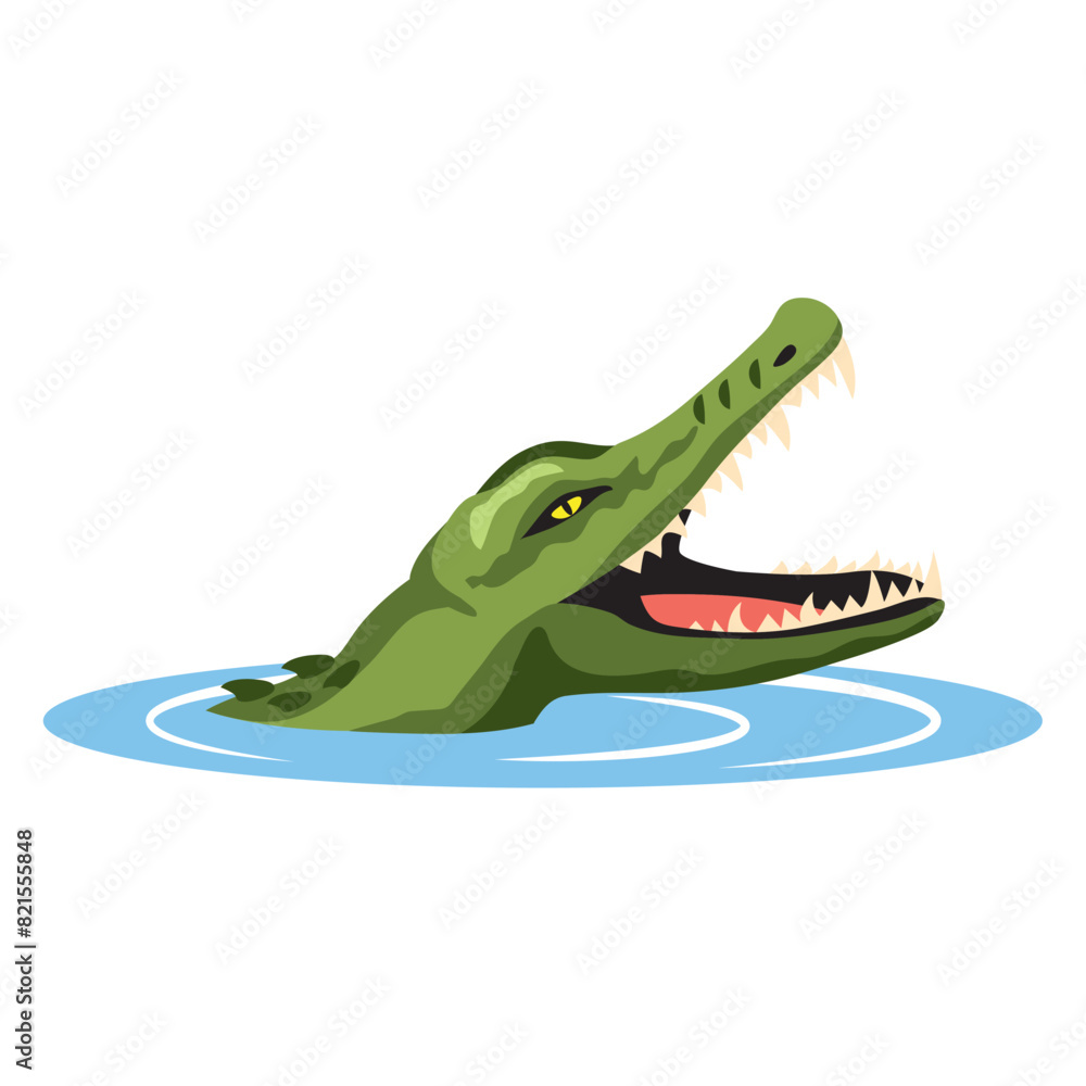 Poster crocodile swimming in the river