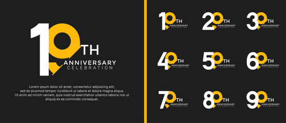 anniversary logo style set with white and yellow color can be use for celebration moment