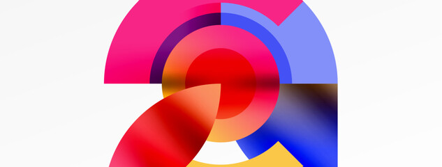 Obraz premium Round elements and circles geometric minimal composition background. Vector Illustration For Wallpaper, Banner, Background, Card, Book Illustration, landing page