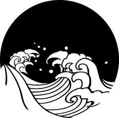 波の円フレーム装飾