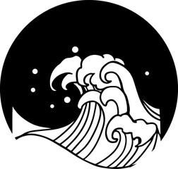 Naklejka premium 波の円フレーム装飾