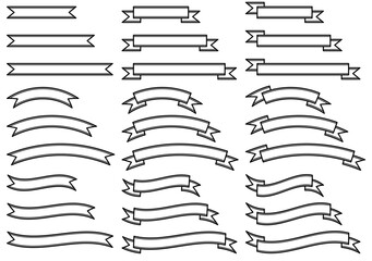 様々な形のリボンのベクターアイコンイラストセット