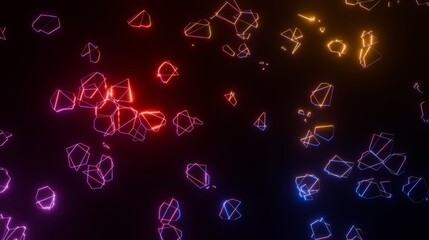 3d render, red blue yellow purple light background, metaverse, 3d-background-abstract, connection between lines and surfaces