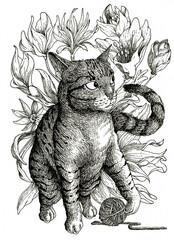 drawing inspired in my kitty Kuyén. I drawn it many years ago with a drawing pen
