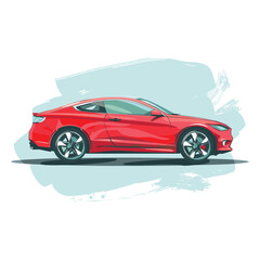 Car vector flat design with brush print and brush background