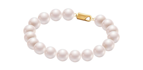 Attractive Pearl Bracelet On White Background, Hand Strung Pearl Vector Illustration.	