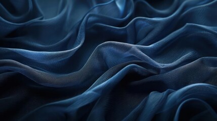 Obraz premium Blue fabric with sparkling accents, showcasing a close-up of textured fabric with an overlay image of waves and glittering effect.