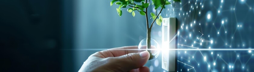 Closeup of a hand pressing a white light switch