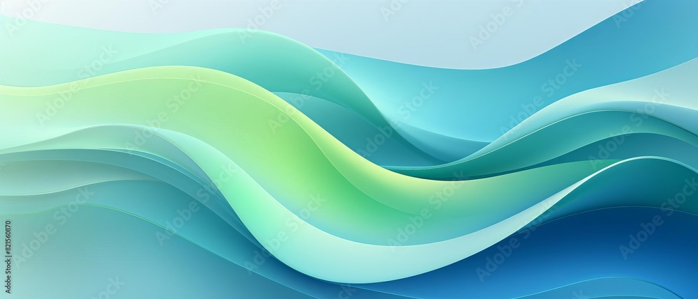 Poster abstract fluid waves in blue and green tones create a serene and modern backdrop, perfect for a vari