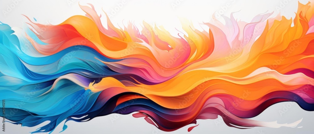 Poster colorful abstract waves of vibrant hues blending together in a dynamic, fluid motion, creating a vis