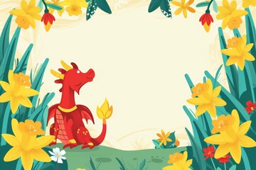 Illustration cards blank template for text of St Davids Day in colorful styles