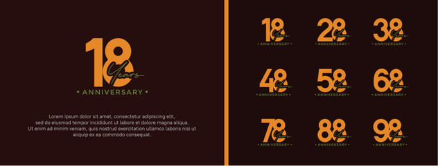 anniversary logo style set with yellow and green color can be use for celebration moment