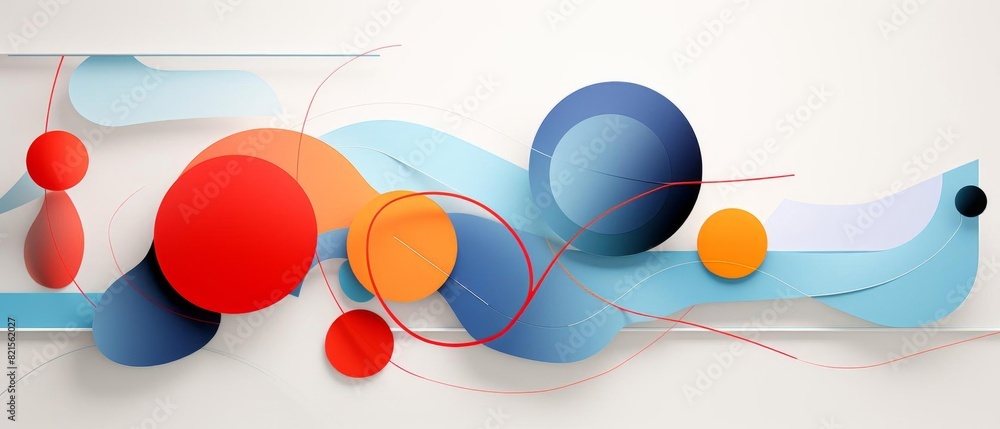 Poster modern abstract art with vibrant geometric shapes and bold colors, creating a dynamic and visually s