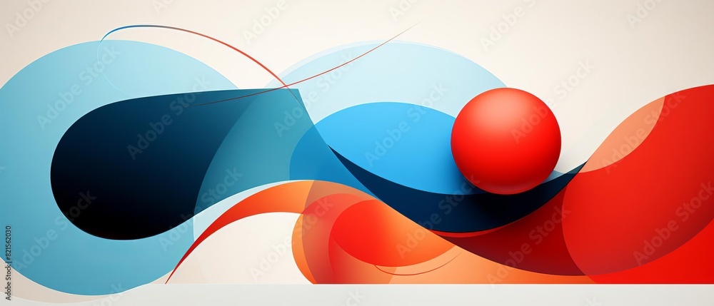 Poster abstract digital artwork featuring colorful geometric shapes and fluid forms, creating a dynamic and