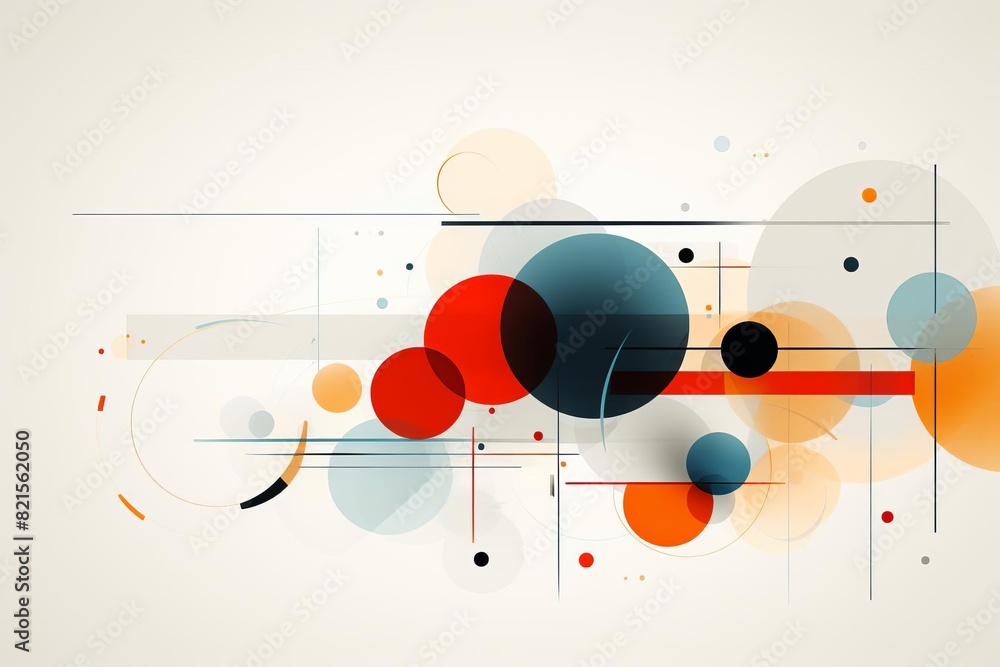 Aufkleber abstract digital art featuring geometric shapes and colorful circles on a light background. ideal fo