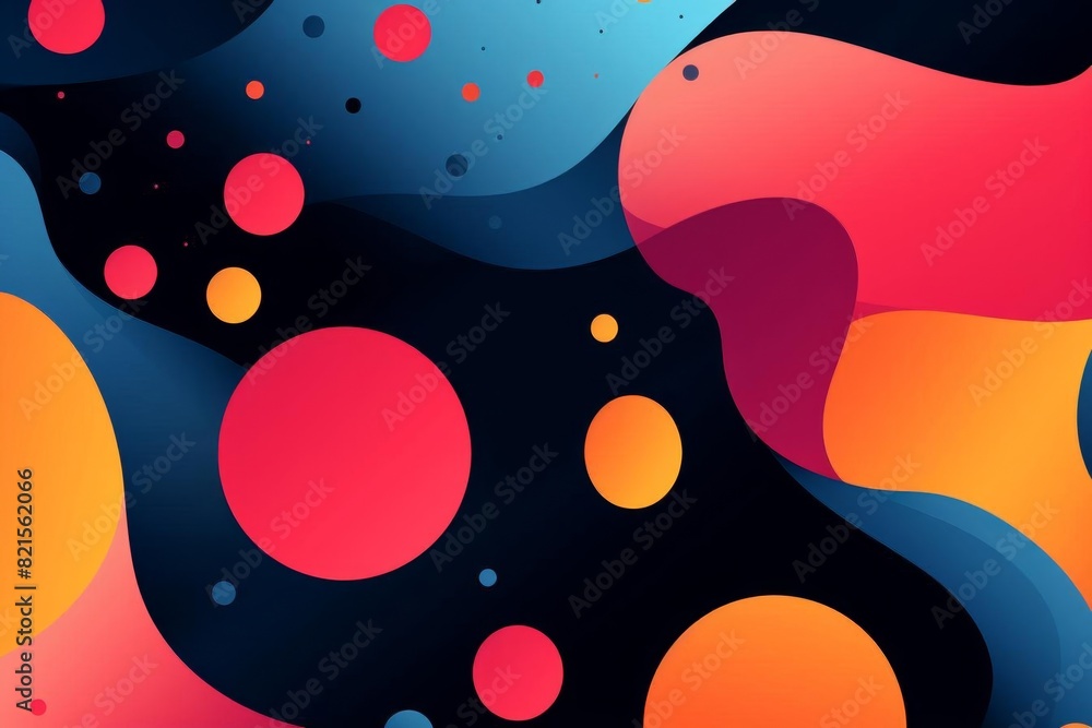 Poster vibrant abstract background with colorful shapes and circles in a dynamic composition. ideal for mod