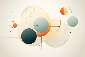 Obraz premium Modern abstract geometric art with circles in muted colors of orange, beige, and gray. Minimalist design perfect for contemporary decor.