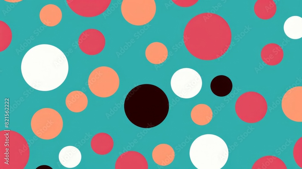 Poster vibrant polka dot pattern on turquoise background. colorful circles in various sizes. ideal for back