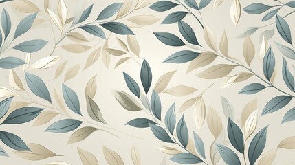 Elegant seamless floral pattern with blue and beige leaves on a light background, perfect for textiles, wallpapers, and wrapping paper.
