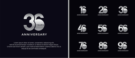 anniversary logo style set with silver color can be use for celebration moment