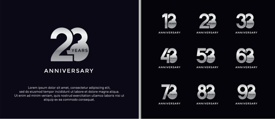 anniversary logo style set with silver color can be use for celebration moment