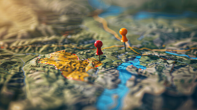 Detailed Map with Marked Locations and Pins