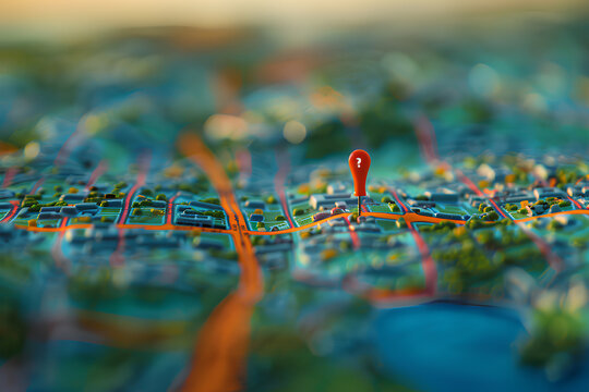 Detailed Map with Marked Locations and Pins