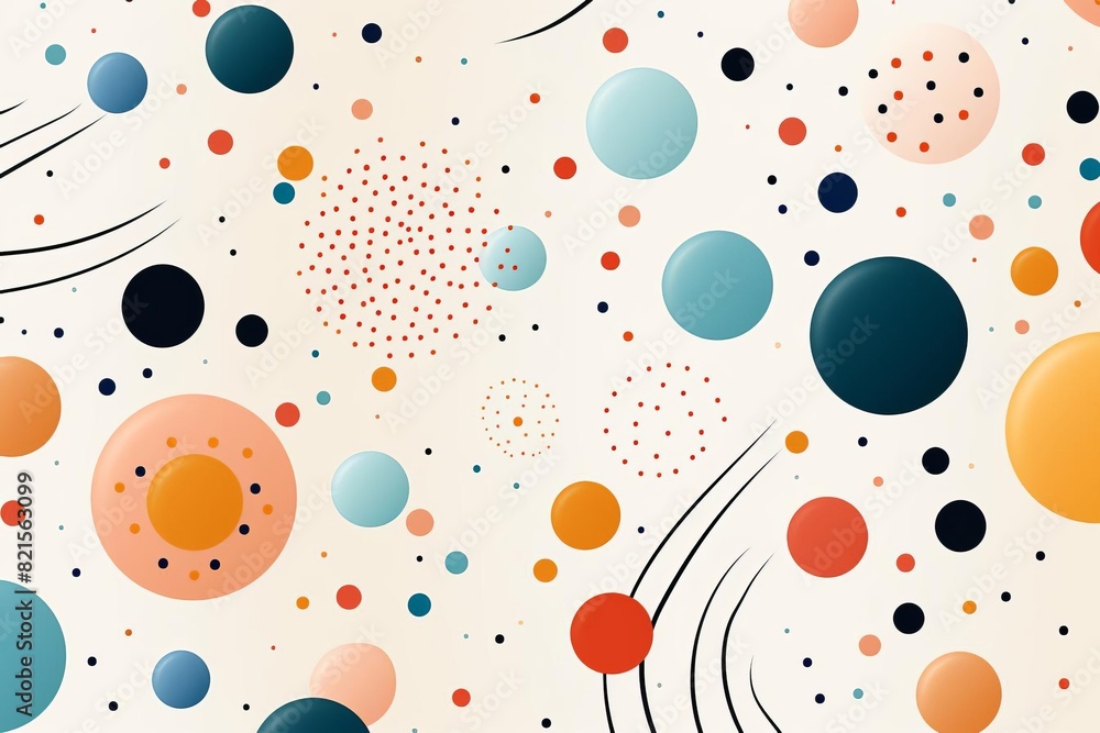 Poster colorful abstract background with various circles and dots in dynamic pattern design. ideal for crea