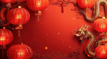 Obraz premium Festive Red Chinese New Year Decorations