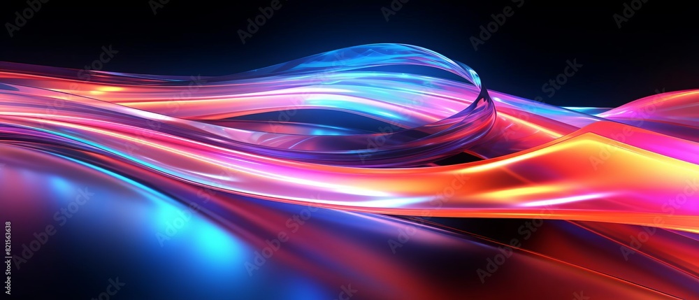Poster vivid abstract light trails in vibrant colors, creating a dynamic and futuristic visual effect. perf