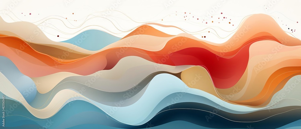 Poster abstract landscape art with flowing, layered colors creating a vibrant and dynamic visual representa