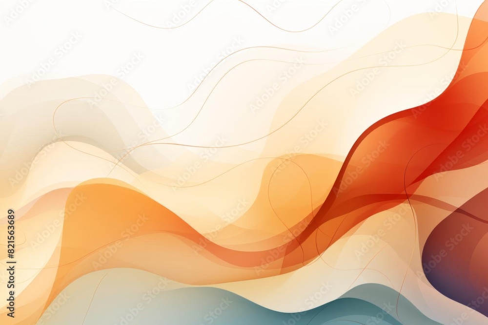 Poster abstract wave background in warm colors with flowing lines, creating a smooth and calming visual eff