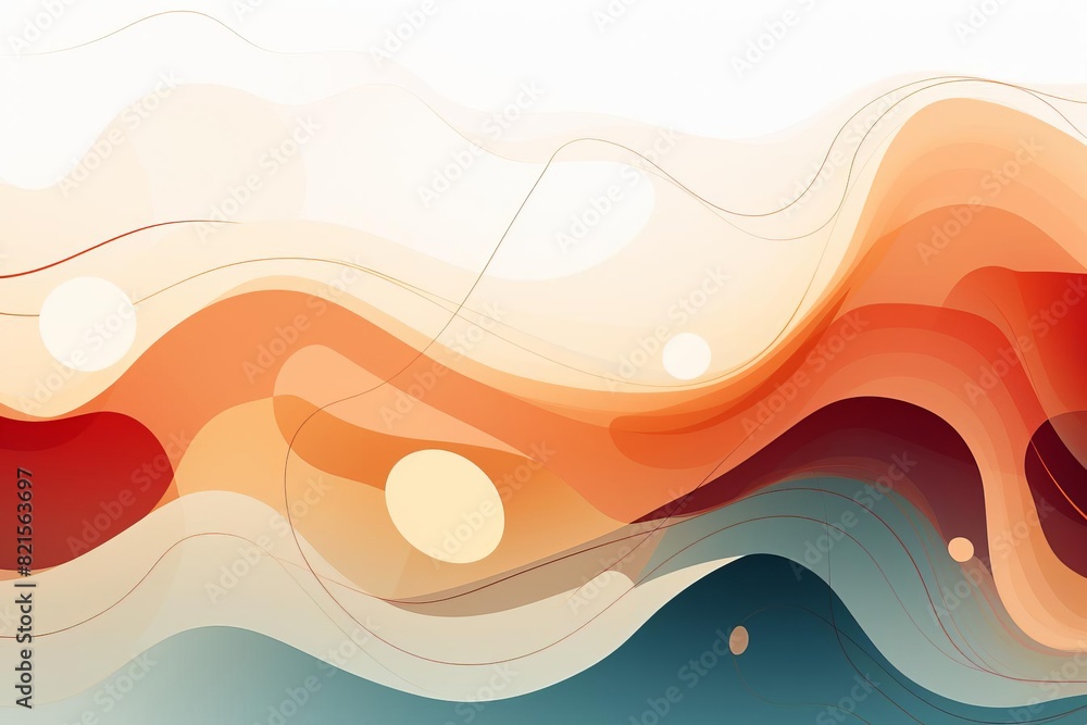 Poster abstract wave background in warm colors with flowing lines, creating a smooth and calming visual eff