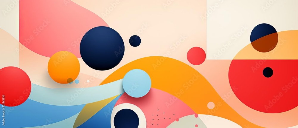 Poster vibrant abstract background with colorful geometric shapes and flowing lines, perfect for modern des