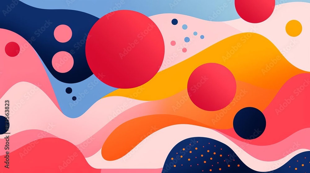 Aufkleber vibrant abstract background with colorful geometric shapes and fluid waves, creating a dynamic and m