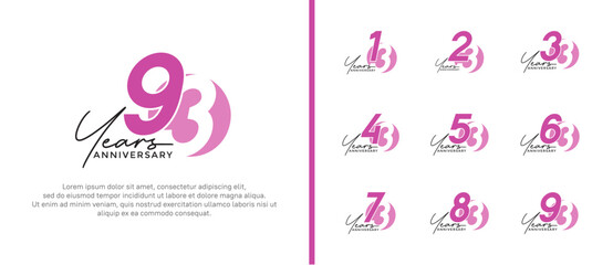 anniversary logo style set with purple and pink color can be use for celebration moment