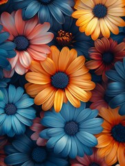 Vibrant illustrated flowers in a variety of colors.