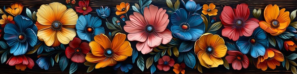 Vibrant illustrated flowers in a variety of colors.