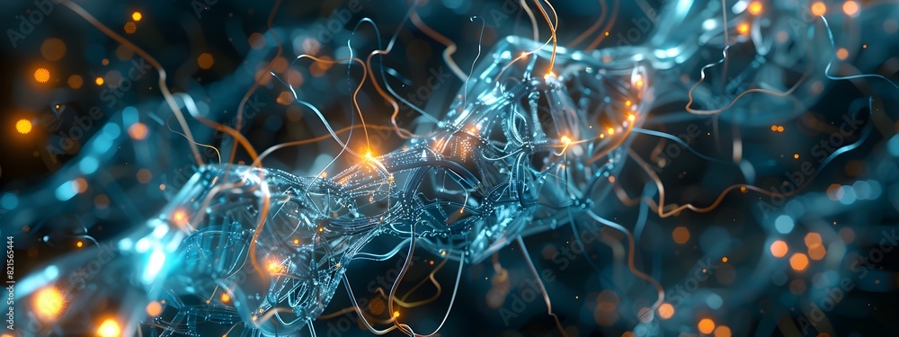 Poster luminescent neural networks a vivid depiction of artificial intelligences intricate complexities