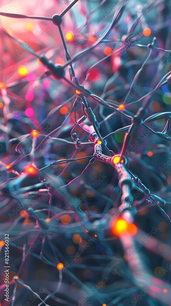 Poster recurrent neural network conceptualized in vibrant d rendering