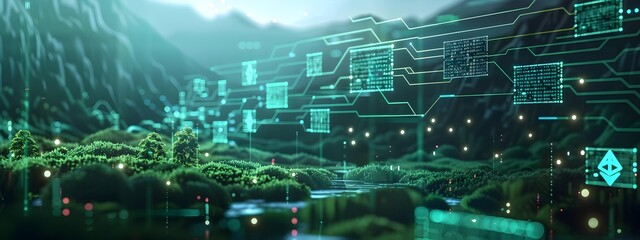 Blockchain Technology Evolution Visualized in Stylized D