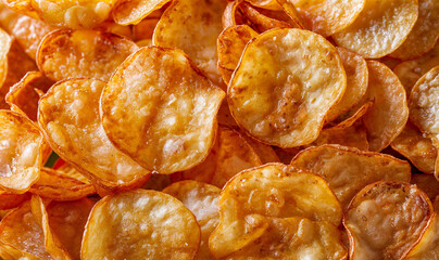 close up on golden fried potato chips wallpaper 