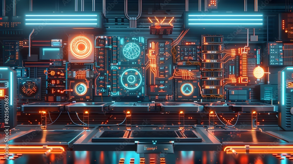 Aufkleber futuristic quantum computer intricate circuit boards and floating data matrices