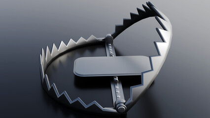3d rendering of isolated metal bear trap on the white background